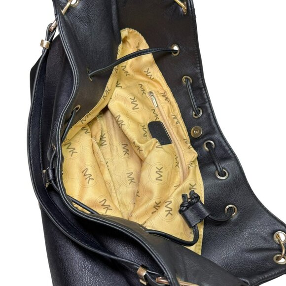 Michael Kors Large Black Leather Tote Bag with Tassels & MK Charm — Classic Hobo - Picture 5 of 9